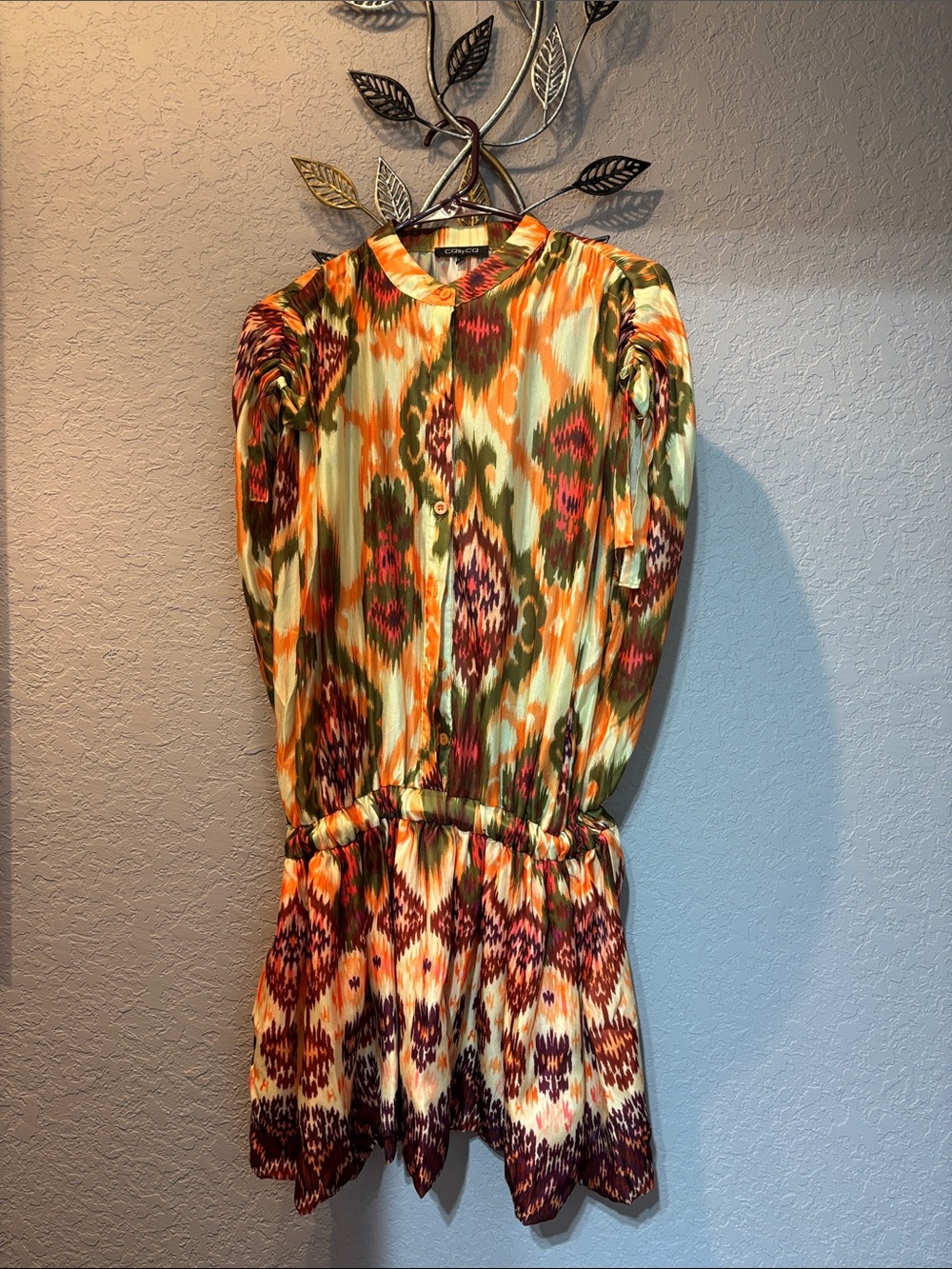 NWOT-Women’s Dress in Yellow, Orange, Olive green & Burgundy 36 inches long.